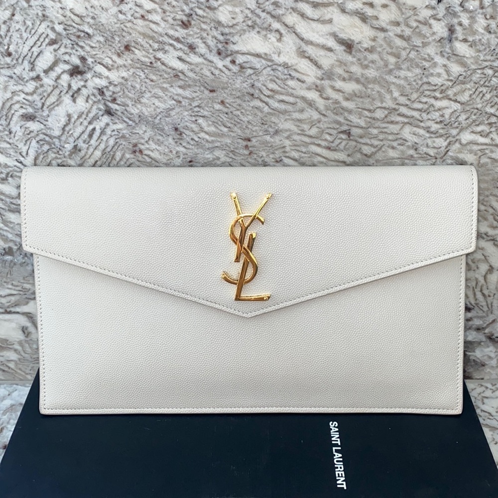 Saint Laurent UPTOWN POUCH IN GRAIN DE POUDRE EMBOSSED LEATHER